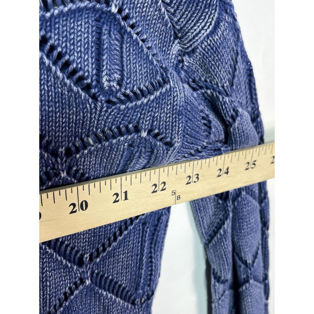 a.n.a Women's Crochet Sweater Navy Pullover Long Sleeve Size XS Boho Dip Dye - Picture 4 of 8